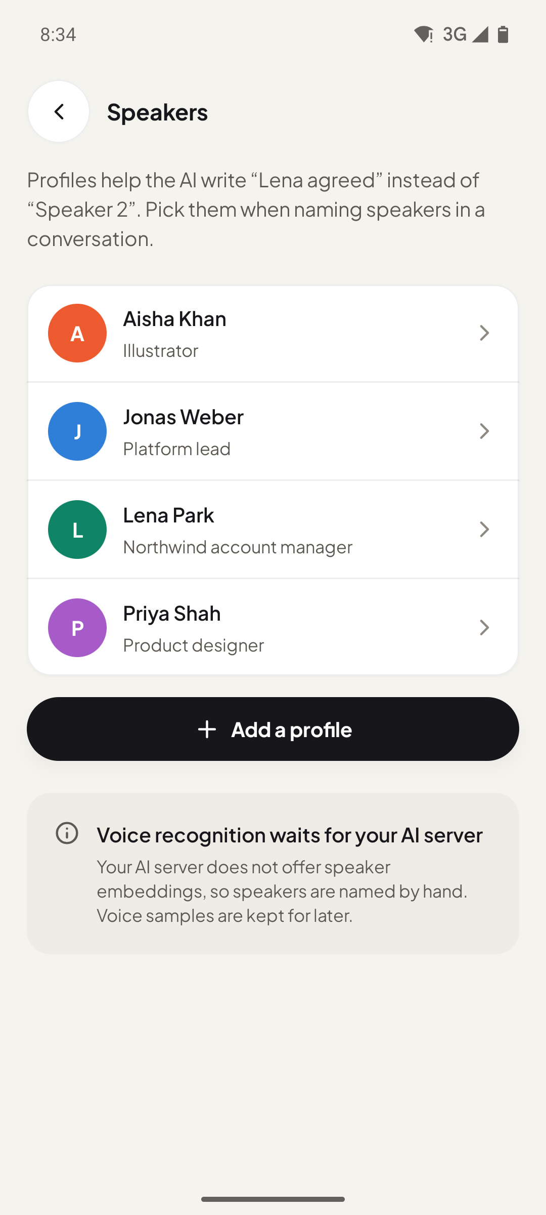 Speakers you can name: screenshot of the app.